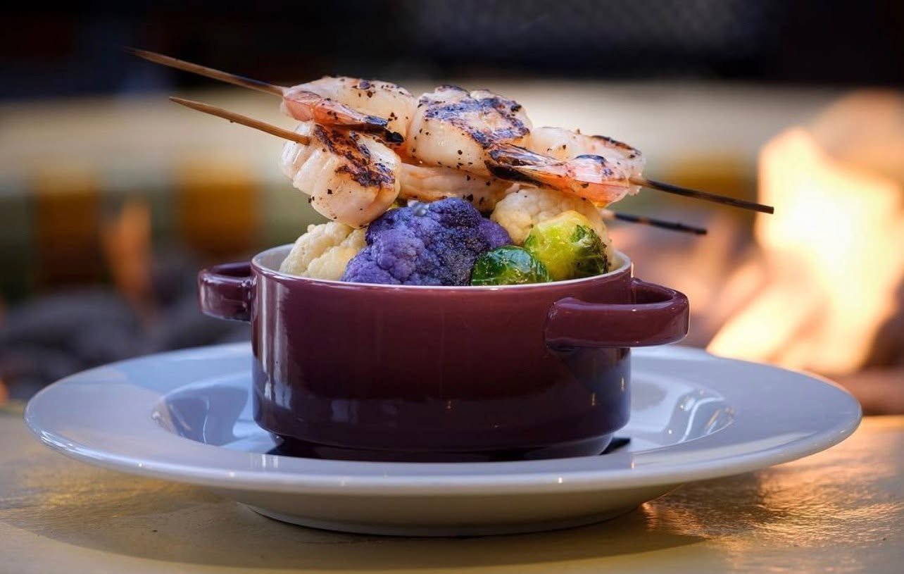 Grilled prawn skewers